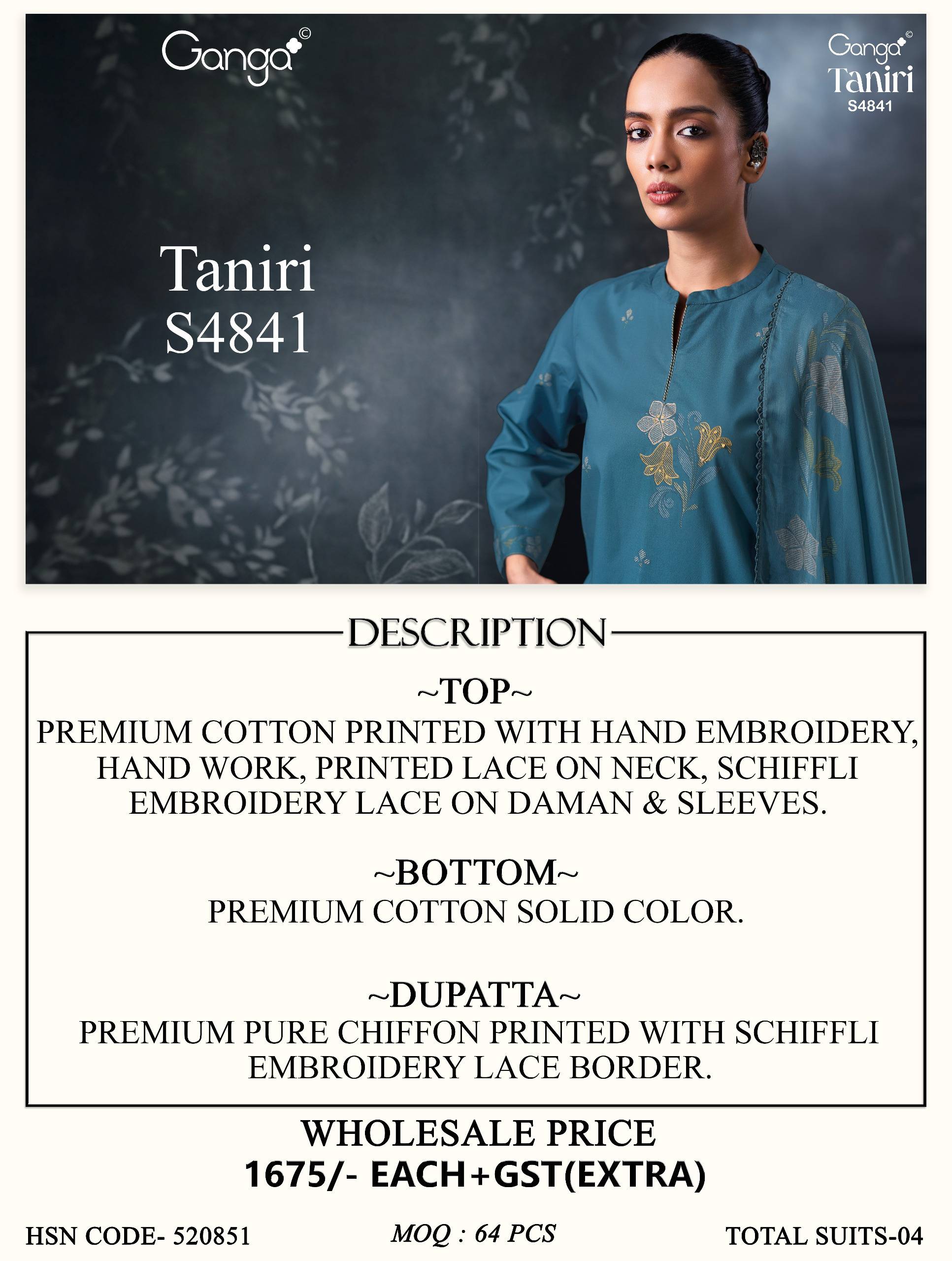 TANIRI 4841 Series By GANGA FASHION Stylish Beautiful Colourful COTTON Dresses At Wholesale Price